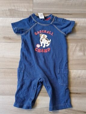 Gymboree Baseball Dog Romper Vintage Size 3-6 Months (K)